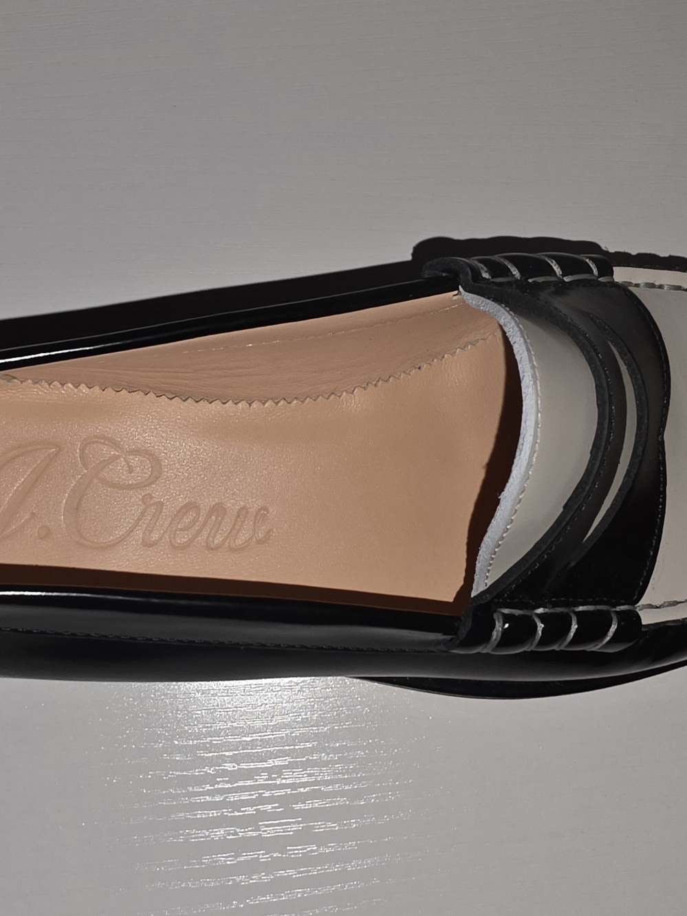 J. Crew Black and Cream Penny Loafers WOMENS - Picture 6 of 7